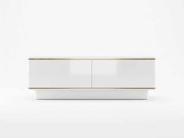 Dulap TV ALVIN 135 cm, alb/auriu