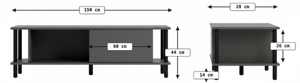 Comoda TV PARIS 150 cm, stejar sonoma