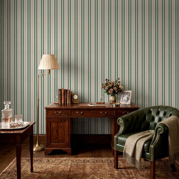 Tapet Dungi verzi ondulate cu linii punctate, Tapet geometrie, Tapet dungi, a01185 : Uwalls.ro