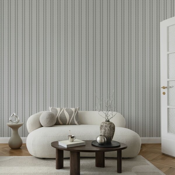 Tapet Dungi ondulate gri cu linii punctate fine, Tapet geometrie, Tapet dungi, a01185v1 : Uwalls.ro