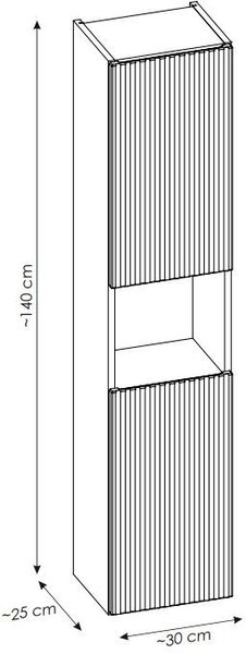 Comad Nova Coast Evoke dulap 30x25x140 cm laterala pe perete stejar NOVA COAST EVOKE 80-30-2D