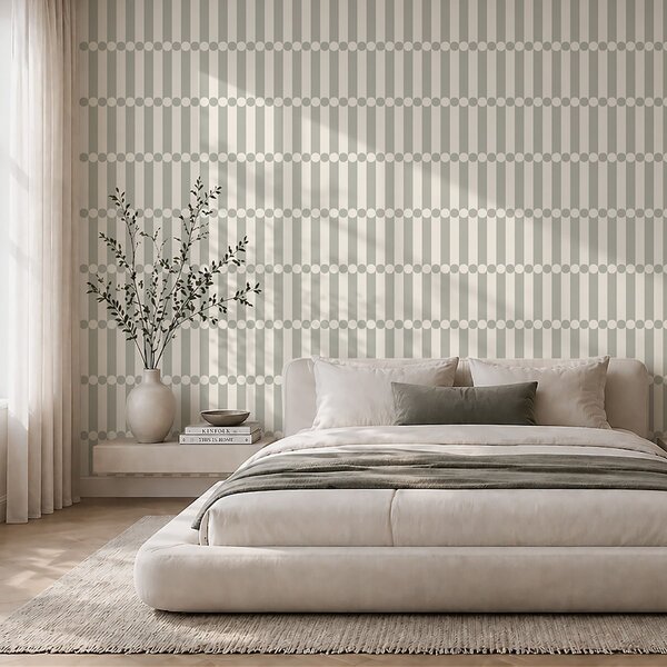 Tapet Dungi gri-verzui cu un rând central de cercuri, Tapet abstract, a01186 : Uwalls.ro