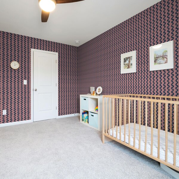 Tapet Model ondulat albastru închis pe fond roz, Tapet abstract, a01187 : Uwalls.ro