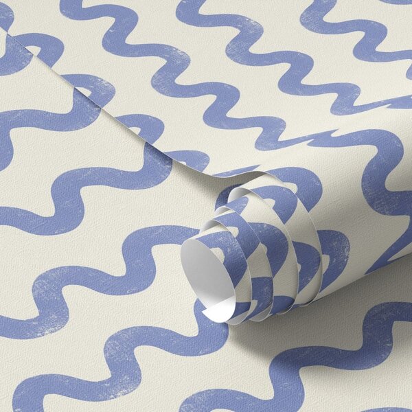 Tapet Model albastru ondulat pe fundal deschis, Tapet abstract, a01187v2 : Uwalls.ro