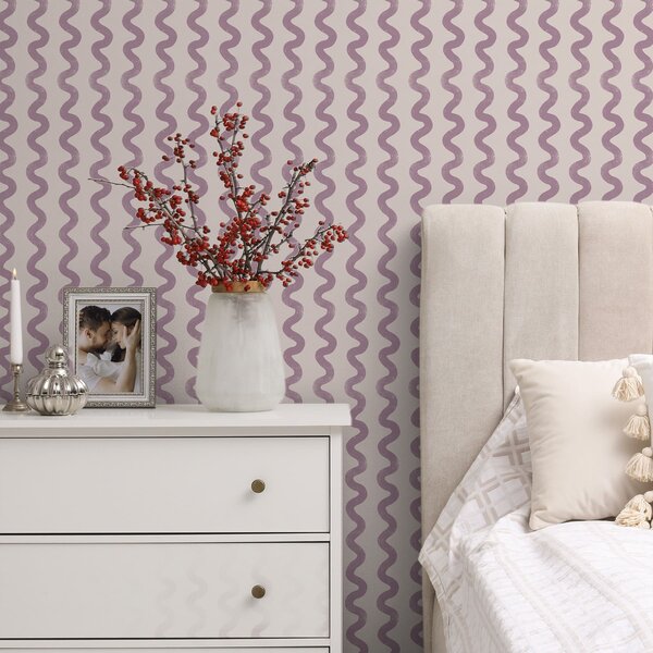 Tapet Model ondulat în nuanțe de liliac pe fundal deschis, Tapet abstract, a01187v4 : Uwalls.ro