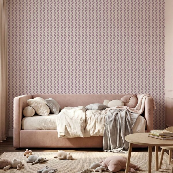 Tapet Model ondulat în nuanțe de liliac pe fundal deschis, Tapet abstract, a01187v4 : Uwalls.ro