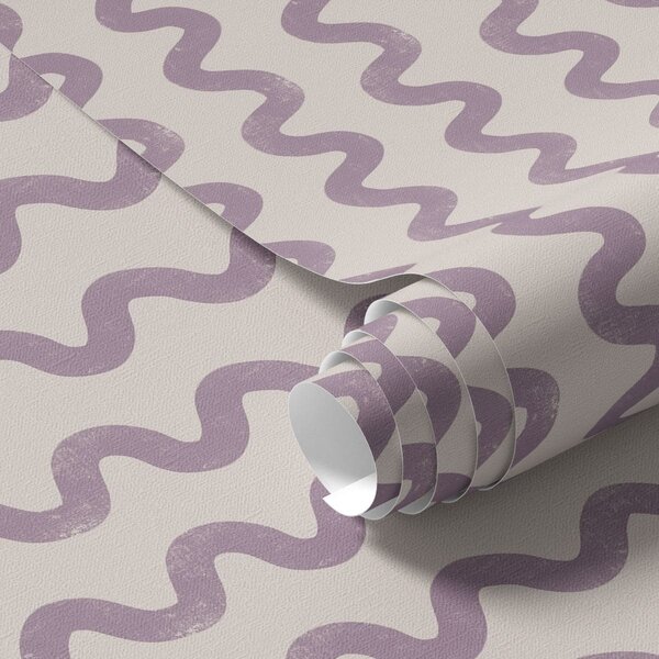 Tapet Model ondulat în nuanțe de liliac pe fundal deschis, Tapet abstract, a01187v4 : Uwalls.ro