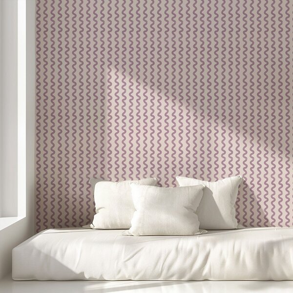 Tapet Model ondulat în nuanțe de liliac pe fundal deschis, Tapet abstract, a01187v4 : Uwalls.ro