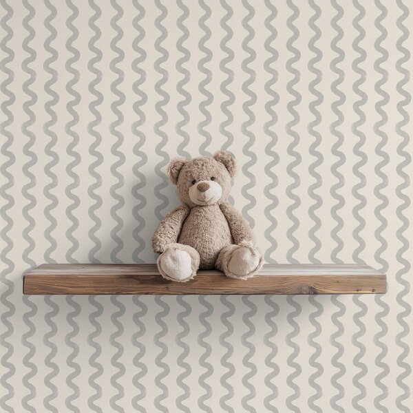 Tapet Model ondulat de culoare gri deschis pe fond crem, Tapet abstract, a01187v3 : Uwalls.ro