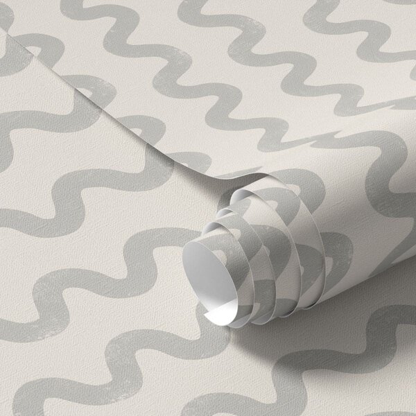Tapet Model ondulat de culoare gri deschis pe fond crem, Tapet abstract, a01187v3 : Uwalls.ro
