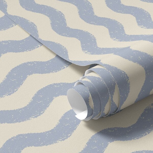 Tapet Model ondulat de culoare albastru deschis pe fundal deschis, Tapet geometrie, Tapet dungi, a01188 : Uwalls.ro