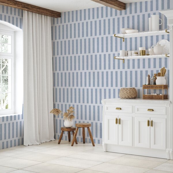 Tapet Dungi verticale albastre deschise pe un fundal deschis, Tapet unic, a01189v2 : Uwalls.ro