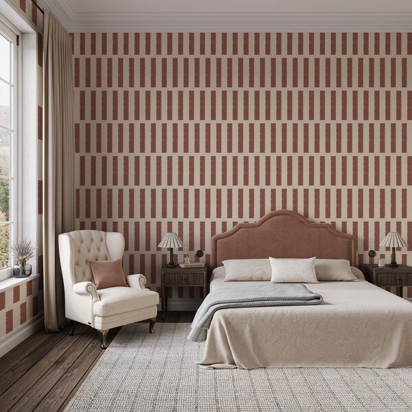 Tapet Dungi verticale de teracotă pe fond deschis, Tapet unic, a01189v1 : Uwalls.ro