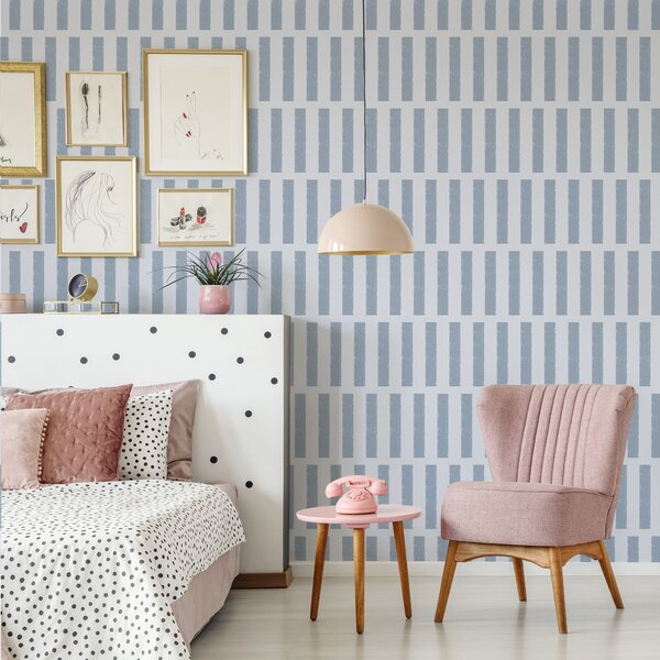 Tapet Dungi verticale albastre deschise pe un fundal deschis, Tapet unic, a01189v2 : Uwalls.ro