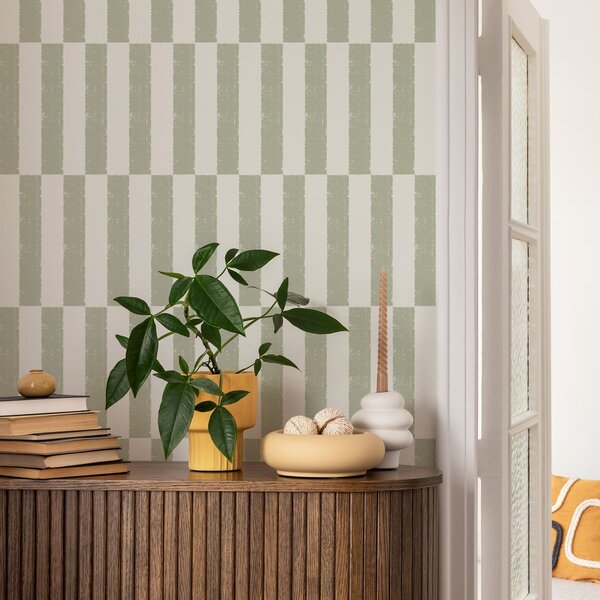 Tapet Dungi verticale de culoare verde deschis pe un fundal deschis, Tapet unic, a01190v1 : Uwalls.ro