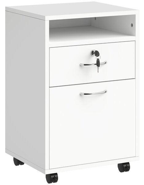 HOMCOM comoda din lemn, cu sertar, 40x35x60 cm, alb | Aosom Ro