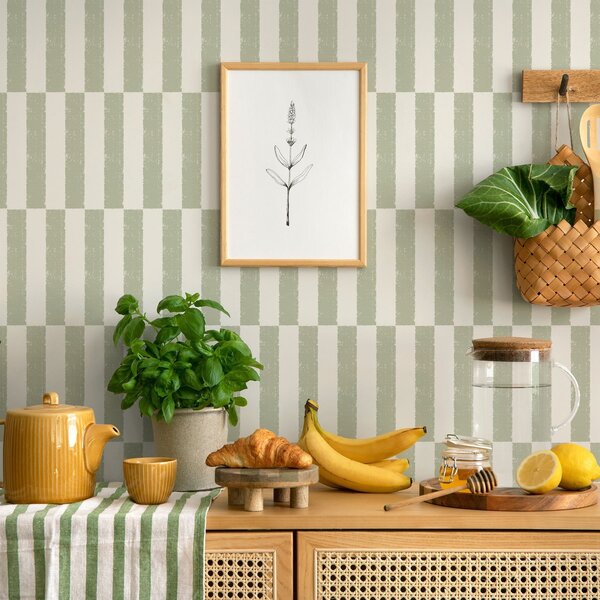 Tapet Dungi verticale de culoare verde deschis pe un fundal deschis, Tapet unic, a01190v1 : Uwalls.ro