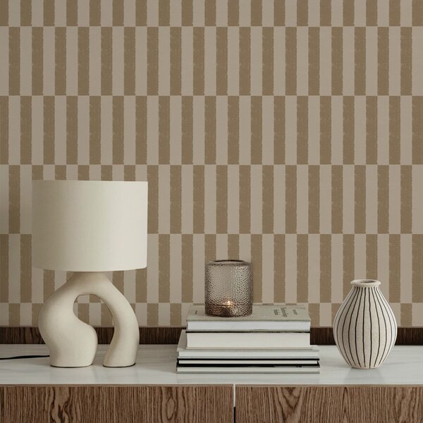 Tapet Dungi verticale maro pe fond bej, Tapet unic, a01190v2 : Uwalls.ro