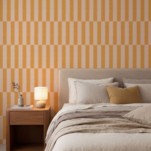 Tapet Dungi verticale portocalii pe fond bej, Tapet unic, a01190v3 : Uwalls.ro