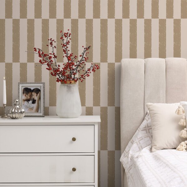 Tapet Dungi verticale maro pe fond bej, Tapet unic, a01190v2 : Uwalls.ro