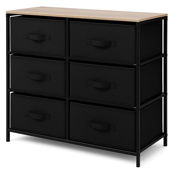 Comoda cu 6 sertare textile, 75x30x69 cm, Negru