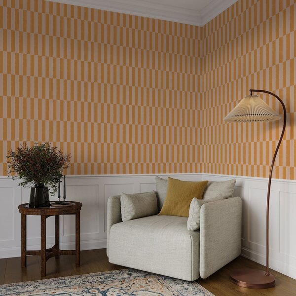 Tapet Dungi verticale portocalii pe fond bej, Tapet unic, a01190v3 : Uwalls.ro