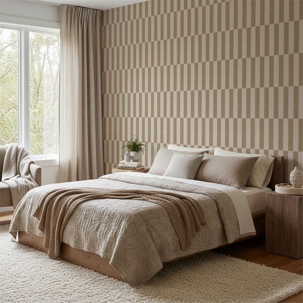Tapet Dungi verticale maro pe fond bej, Tapet unic, a01190v2 : Uwalls.ro