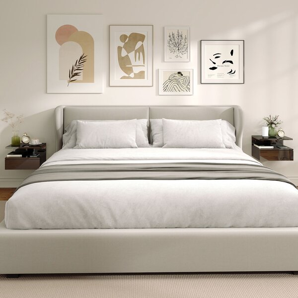 HOMCOM Set de 2 Noptiere Moderne Suspendate pentru Dormitor cu Sertar și Raft, 35x32x22,5 cm, Negru Lucios | Aosom Romania