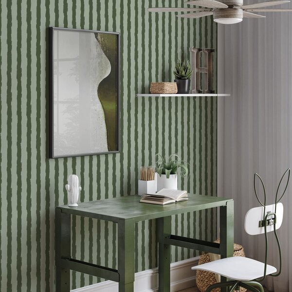 Tapet Pensule verticale de culoare verde închis pe un fundal deschis, Tapet unic, a01191v1 : Uwalls.ro