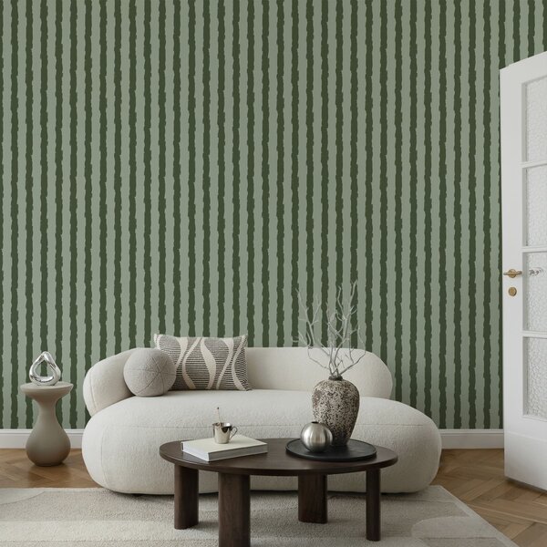 Tapet Pensule verticale de culoare verde închis pe un fundal deschis, Tapet unic, a01191v1 : Uwalls.ro