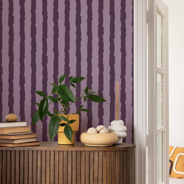 Tapet Pensule verticale mov pe un fundal liliac, Tapet unic, a01191v3 : Uwalls.ro