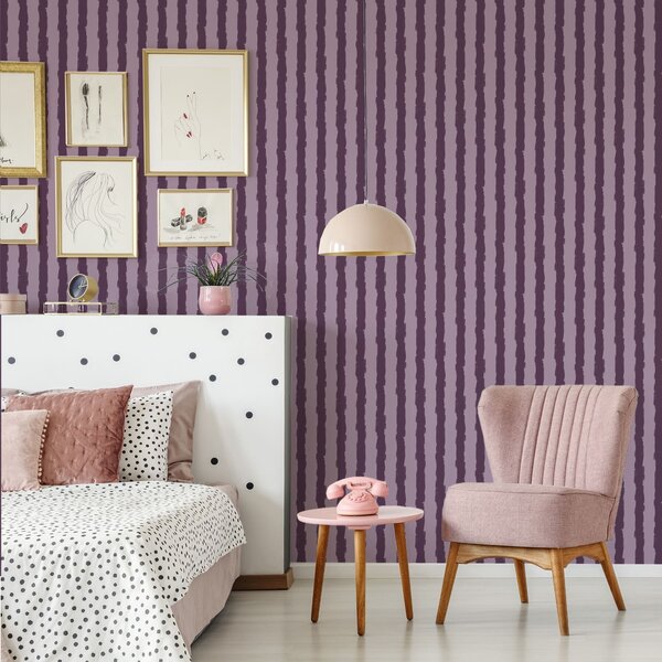 Tapet Pensule verticale mov pe un fundal liliac, Tapet unic, a01191v3 : Uwalls.ro