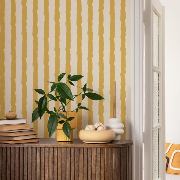Tapet Pensule verticale galbene pe un fundal deschis, Tapet unic, a01191v4 : Uwalls.ro