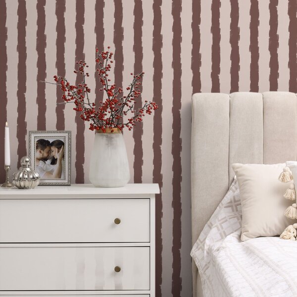 Tapet Pensule verticale maro pe un fundal deschis, Tapet unic, a01191v5 : Uwalls.ro