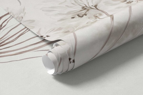 Tapet Umbele uscate pe un fundal minimalist, deschis la culoare, Fototapet Flori, Fototapet Flori Mari, w05543 : Uwalls.ro