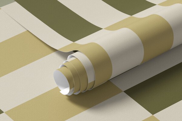 Tapet Model cu dungi în nuanțe de verde și nisip, Fototapet Geometrie, w05150 : Uwalls.ro