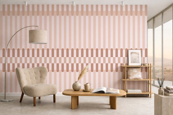 Tapet Model cu dungi în nuanțe de roz deschis, Fototapet Geometrie, w05150v1 : Uwalls.ro