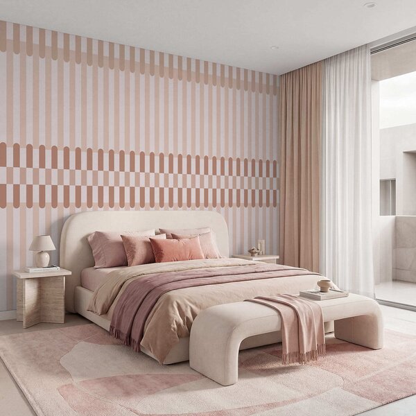 Tapet Model cu dungi în nuanțe de roz deschis, Fototapet Geometrie, w05150v1 : Uwalls.ro