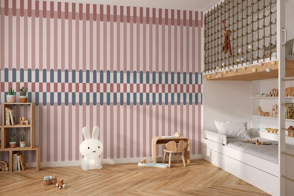 Tapet Model cu dungi în nuanțe de roz și albastru, Fototapet Geometrie, w05150v5 : Uwalls.ro