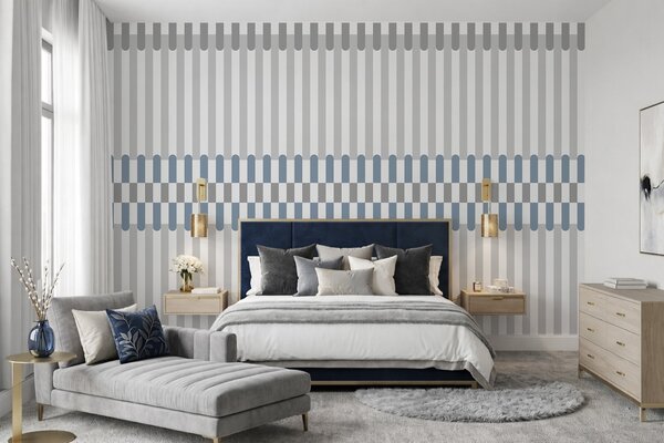 Tapet Model în dungi în nuanțe de gri și albastru, Fototapet Geometrie, w05150v6 : Uwalls.ro