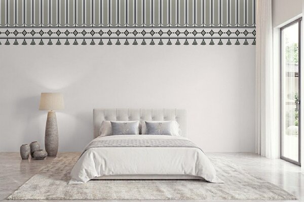 Tapet Bordură decorativă în nuanțe de verde și gri, Imagini de fundal unice, w05151v2 : Uwalls.ro