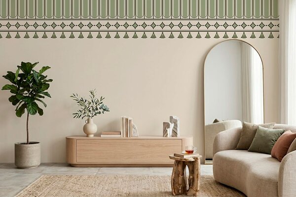 Tapet Bordură decorativă în nuanțe de verde, Imagini de fundal unice, w05151v1 : Uwalls.ro