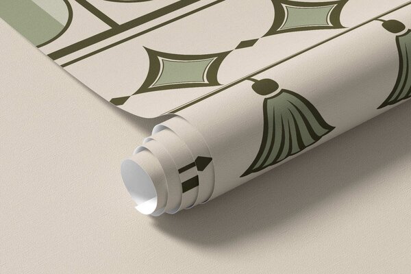 Tapet Bordură decorativă în nuanțe de verde, Imagini de fundal unice, w05151v1 : Uwalls.ro