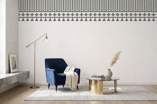 Tapet Bordură decorativă în nuanțe de verde și gri, Imagini de fundal unice, w05151v2 : Uwalls.ro