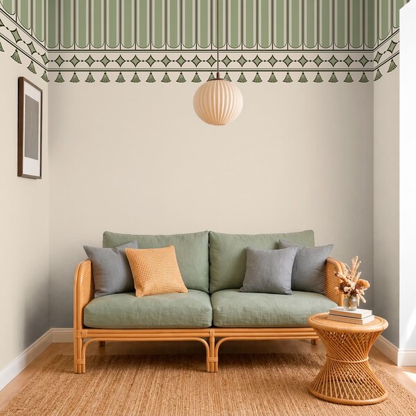 Tapet Bordură decorativă în nuanțe de verde, Imagini de fundal unice, w05151v1 : Uwalls.ro