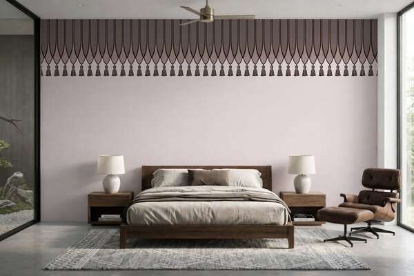 Tapet Bordură decorativă cu ciucuri în nuanțe de liliac, Imagini de fundal unice, w05544v1 : Uwalls.ro