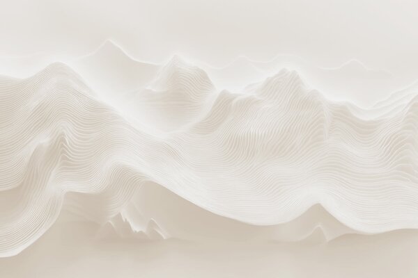 Tapet Munti abstracți, cu forme ondulate, într-o paletă de culori bej, în stil minimalist, Fototapet Abstract, w09713 : Uwalls.ro