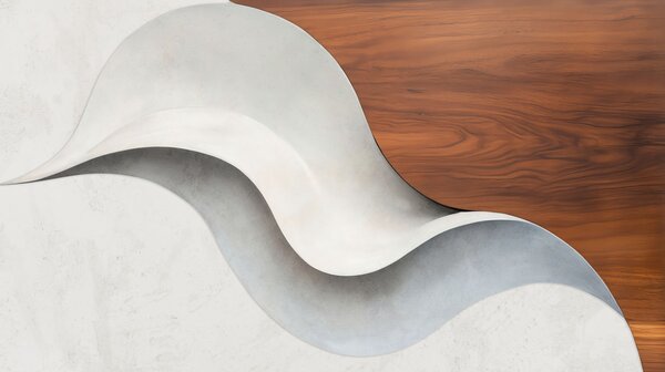 Tapet Valuri abstracte curgătoare, cu accente calde de lemn, într-un design contemporan minimalist, Fototapet Modern, w05599 : Uwalls.ro