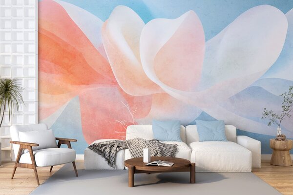 Tapet Petale abstracte, în culori, cu straturi delicate și translucide, în stil acuarelă, Imagini de fundal unice, w05603v1 : Uwalls.ro