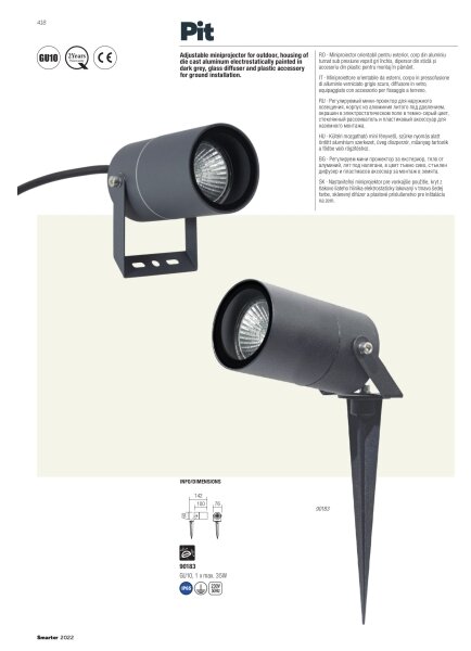 Lampă de exterior PIT 1xGU10/35W/230V IP65 Redo 90183